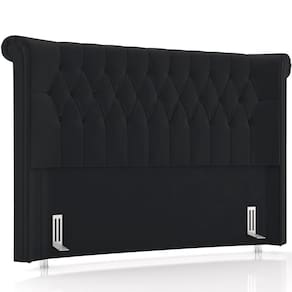 Cabeceira Cama Box Casal 140cm Estofada Meora P05 Veludo Preto - Lyam Decor