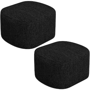 Kit 2 Puffs Decorativos Orgânico Para Living Quarto 70cm Doha W01 Linho Chumbo - Lyam Decor