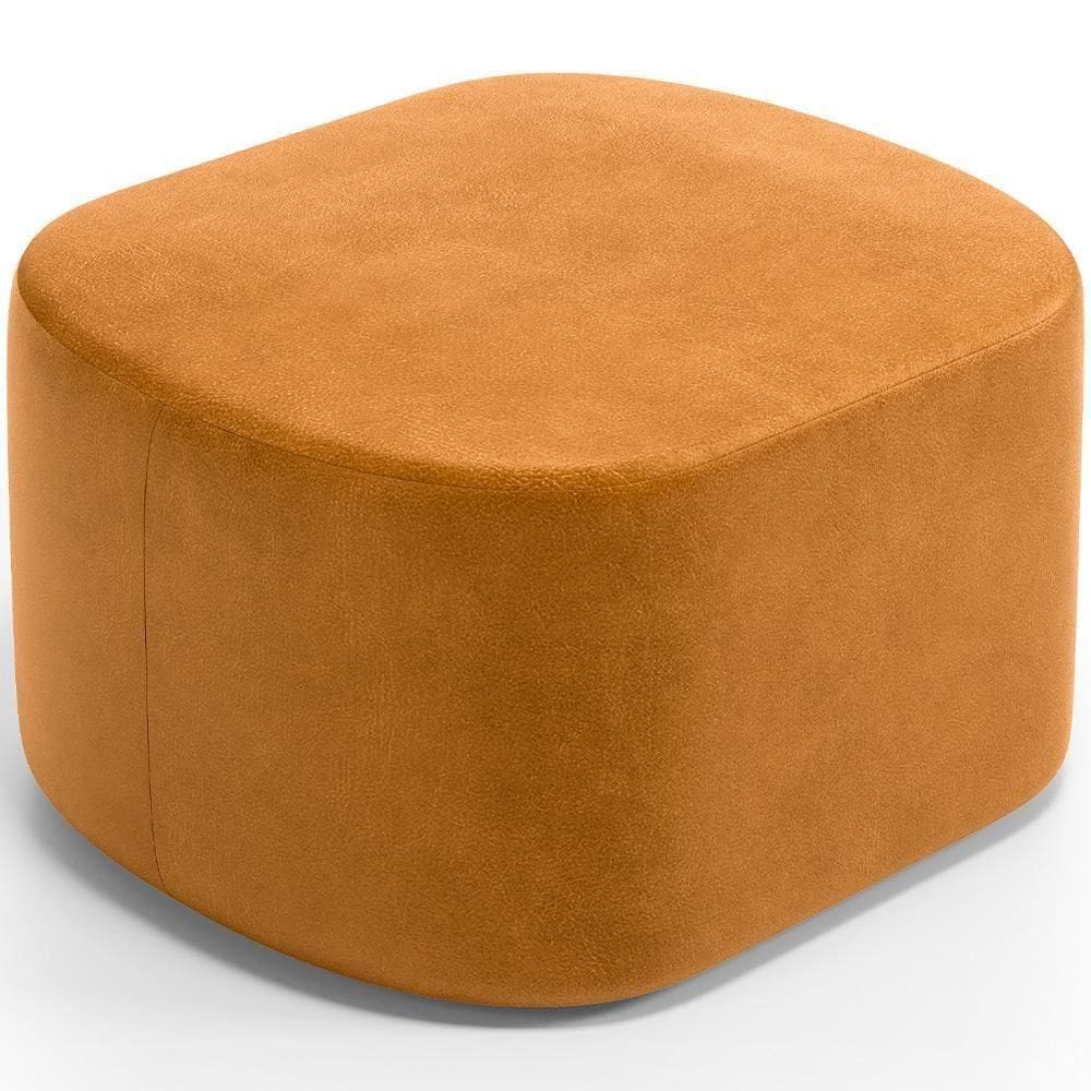 Puff Decorativo Orgânico Para Living Quarto 70cm Doha W01 Couríssimo Whisky - Lyam Decor