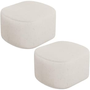 Kit 2 Puffs Decorativos Orgânico Para Living Quarto 70cm Doha W01 Linho Cru - Lyam Decor