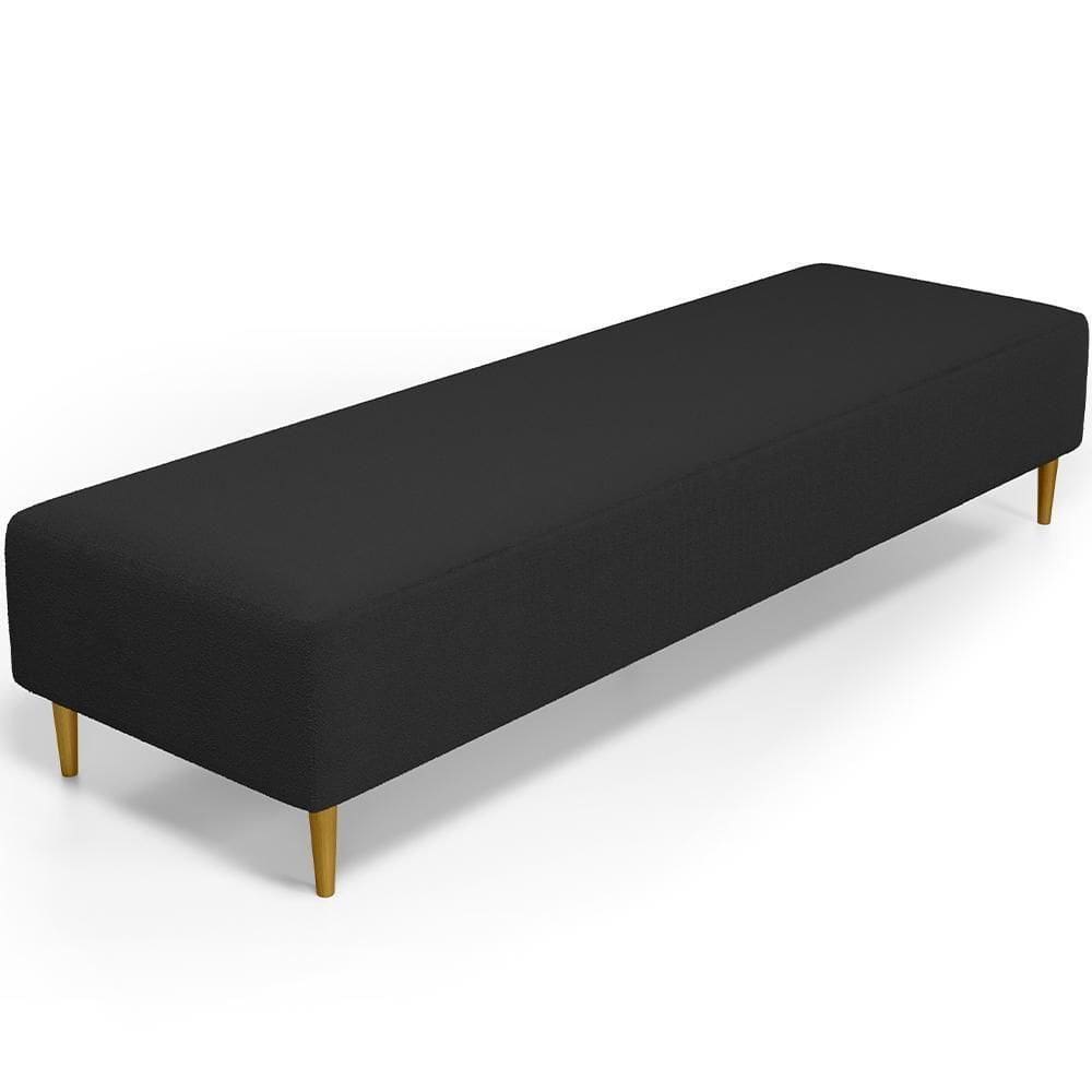 Puff Decorativo Bali W01 Pés Palito 190x60cm Bouclê Preto - Lyam Decor