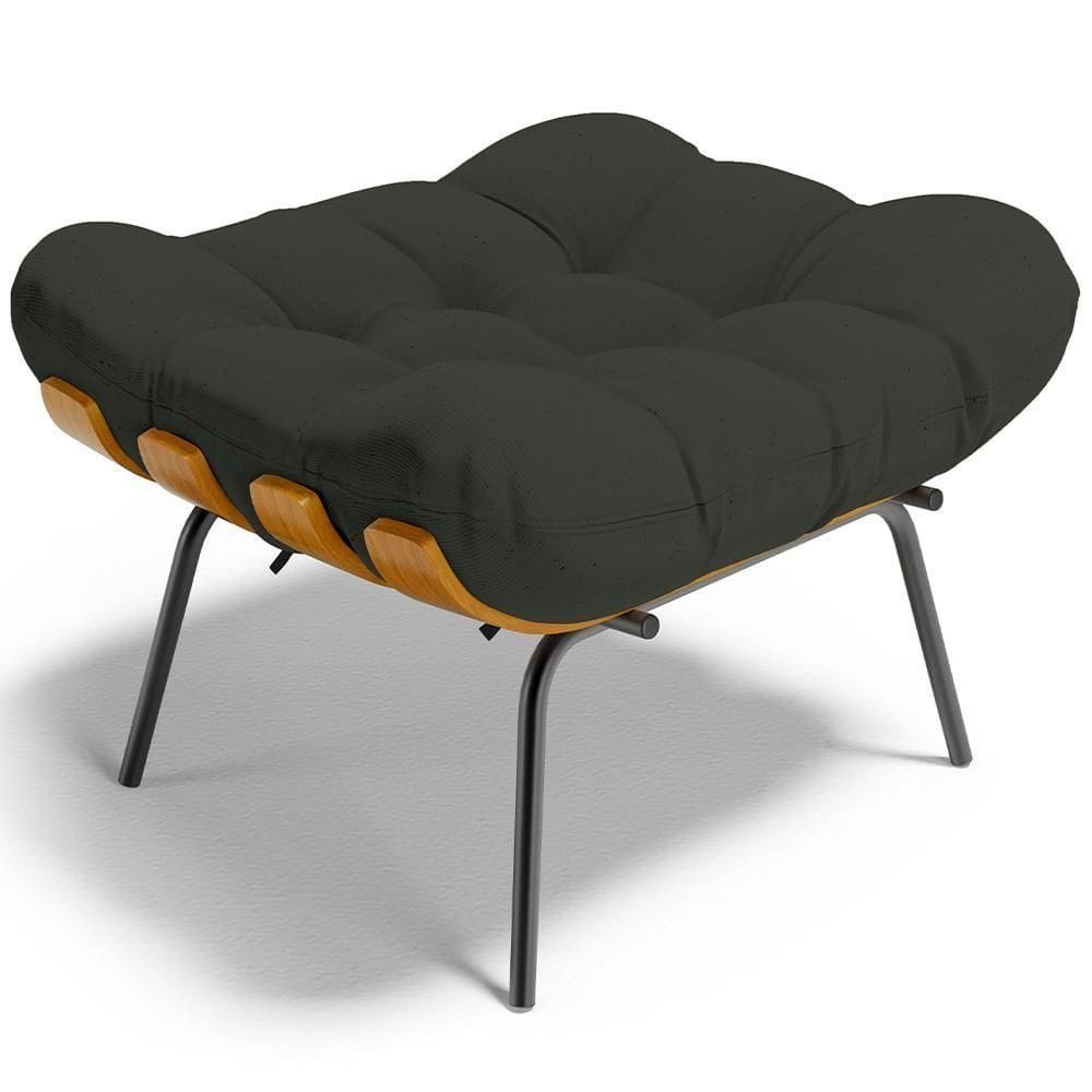 Puff Decorativo Sala De Estar Costela L02 Linho Verde - Lyam Decor