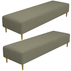 Kit 02 Puffs Decorativo Bali W01 Pés Palito 190x60cm Bouclê Oliva - Lyam Decor