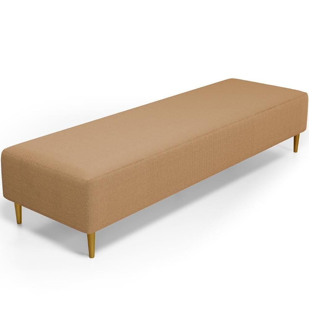 Puff Decorativo Sala De Estar Bali W01 Pés Palito 190x60cm Bouclê Mostarda - Lyam Decor