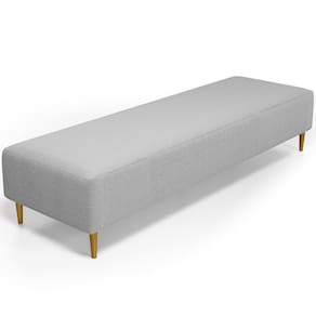 Puff Decorativo Bali W01 Pés Palito 190x60cm Bouclê Cinza - Lyam Decor