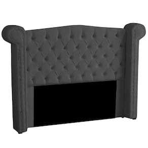 Cabeceira Casal King Size Estofada Para Cama Box Ayla Veludo Cor Cinza Chumbo