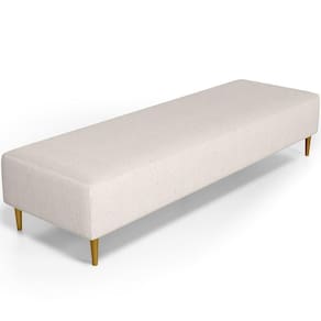Puff Decorativo Sala De Estar Bali W01 Pés Palito 170x60cm Linho Cru - Lyam Decor