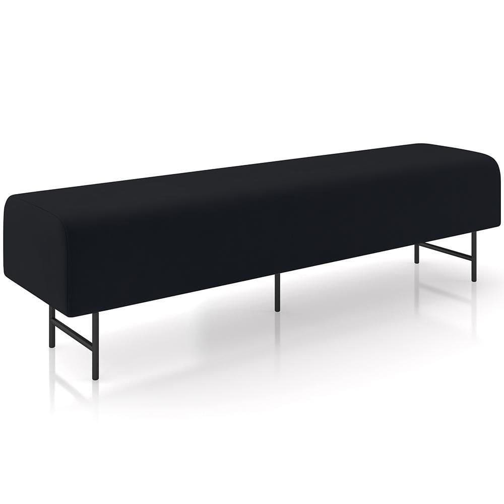 Puff Recamier Decorativo Com Pés Industrial 140cm Novara P05 Veludo Preto - Lyam Decor