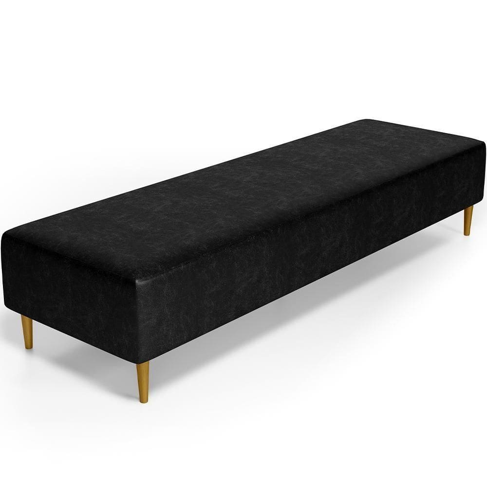 Puff Decorativo Sala De Estar Bali W01 Pés Palito 170x60cm Couríssimo Preto - Lyam Decor