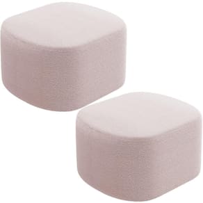Kit 2 Puffs Decorativos Orgânico Para Living Quarto 70cm Doha W01 Bouclê Rosê - Lyam Decor