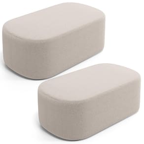 Kit 02 Puffs Decorativos Orgânico Para Living Quarto 100cm Doha W01 Bouclê Creme - Lyam Decor