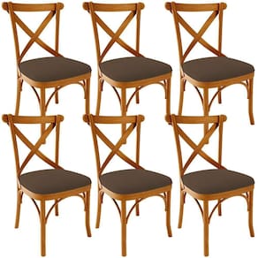Kit 06 Cadeiras Para Sala De Jantar E Estar Living Estofada ávila L02 Suede Marrom - Lyam