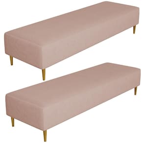 Kit 02 Puffs Decorativo Bali W01 Pés Palito 170x60cm Linho Rosê - Lyam Decor