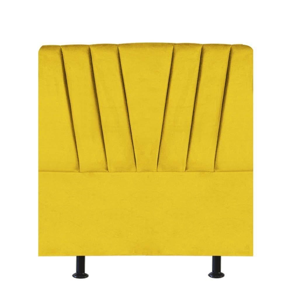 Cabeceira Estofada Bélgica 90cm Solteiro Para Cama Box Quarto Suede Amarelo - Gat Magazine