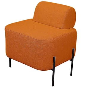 Puff Estofado Virginia Decorativo Tecido Boucle Cor Terracota