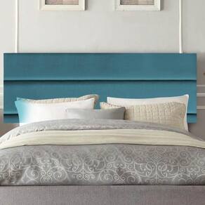 Painel Estofada Argentina 140cm Casal Para Cama Box Quarto Suede Azul Turquesa - Gat Magazine