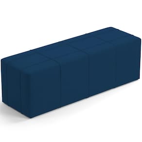 Puff Decorativo Living Sala De Estar 140 Cm Roma W01 Suede Azul Marinho-Lyam