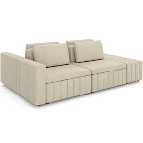 Sofá Ilha Com Puff Para Sala Living 285cm Amber M03 Linho Cru - Lyam Decor