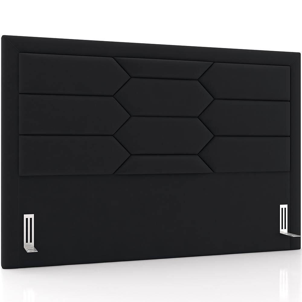 Cabeceira Cama Box Queen 160cm Estofada Nora P05 Veludo Preto - Lyam Decor