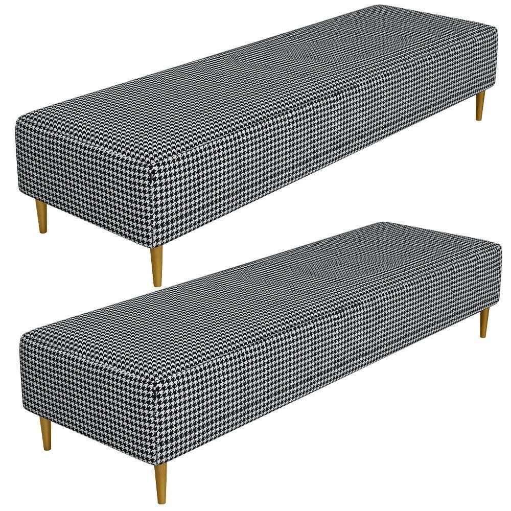 Kit 02 Puffs Decorativo Sala De Estar Bali W01 Pés Palito 170x60cm Pied Poule - Lyam Decor