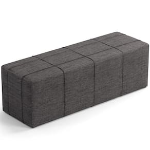 Puff Decorativo Living 140 Cm Roma W01 Linho Cinza Escuro -Lyam