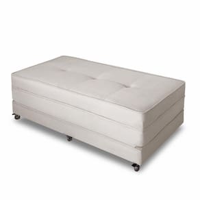 Puff Cama Dobrável Casal Cor Suede Bege