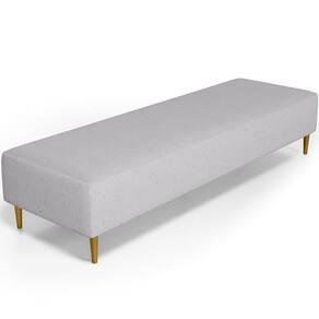 Puff Decorativo Bali W01 Pés Palito 170x60cm Linho Cinza - Lyam Decor