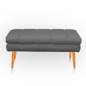 Puff Aparador Estofado Italy Decorativo Veludo Cinza Escuro