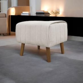 Puff Decorativo Retangular Verso Bouclé Premium - Bege Buclê