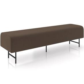Puff Recamier Decorativo Com Pés Industrial 160cm Novara P05 Veludo Marrom - Lyam Decor
