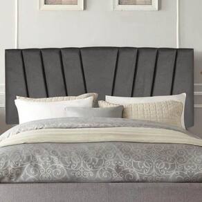 Painel Estofada Bélgica 195cm King Size Para Cama Box Quarto Suede Cinza Escuro Grafite Gat Magazine