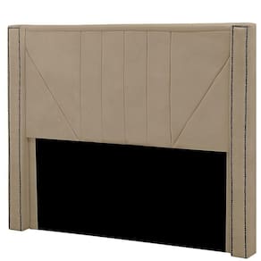Cabeceira Casal Estofada Para Cama Box Toronto Veludo Bege Escuro