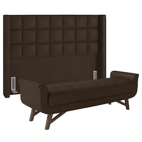 Cabeceira Cama Box Casal 140cm Pisa E Recamier Neville P02 Sintético Marrom - Mpozenato