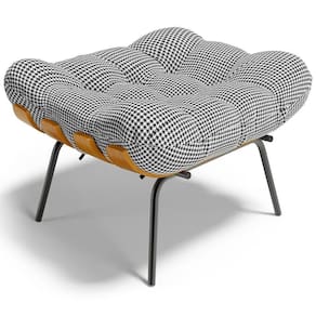 Puff Decorativo Sala De Estar Costela L02 Pied Poule - Lyam Decor