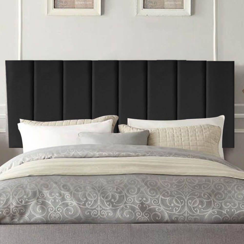 Painel Estofada Carla 140cm Casal Para Cama Box Quarto Corino Preto - Gat Magazine
