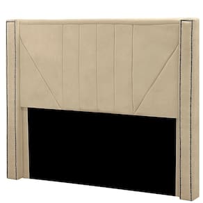 Cabeceira Casal Estofada Para Cama Box Toronto Veludo Cor Bege