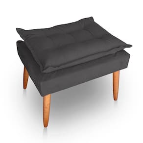 Puff Para Sala E Quarto Madeira Decorativo Opala Suede Cor Cinza