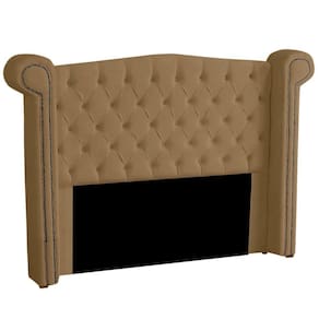 Cabeceira Casal Estofada Para Cama Box Ayla Veludo Cor Capuccino