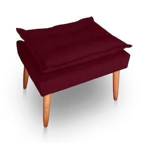 Puff Para Sala E Quarto Madeira Decorativo Opala Suede Cor Bordô