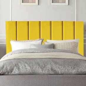 Cabeceira Estofada Carla 195cm King Size Para Cama Box Quarto Corino Amarelo - Gat Magazine