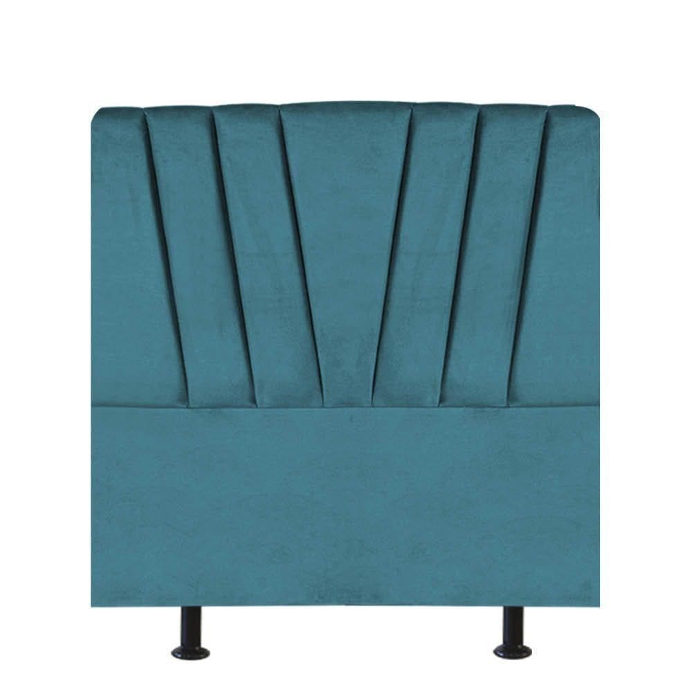 Cabeceira Estofada Bélgica 100cm Solteiro Para Cama Box Quarto Suede Azul Turquesa - Gat Magazine