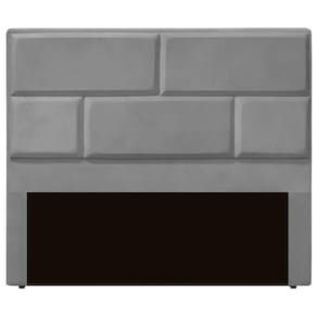Cabeceira Casal Estofada Para Cama Box Jade Veludo Cinza