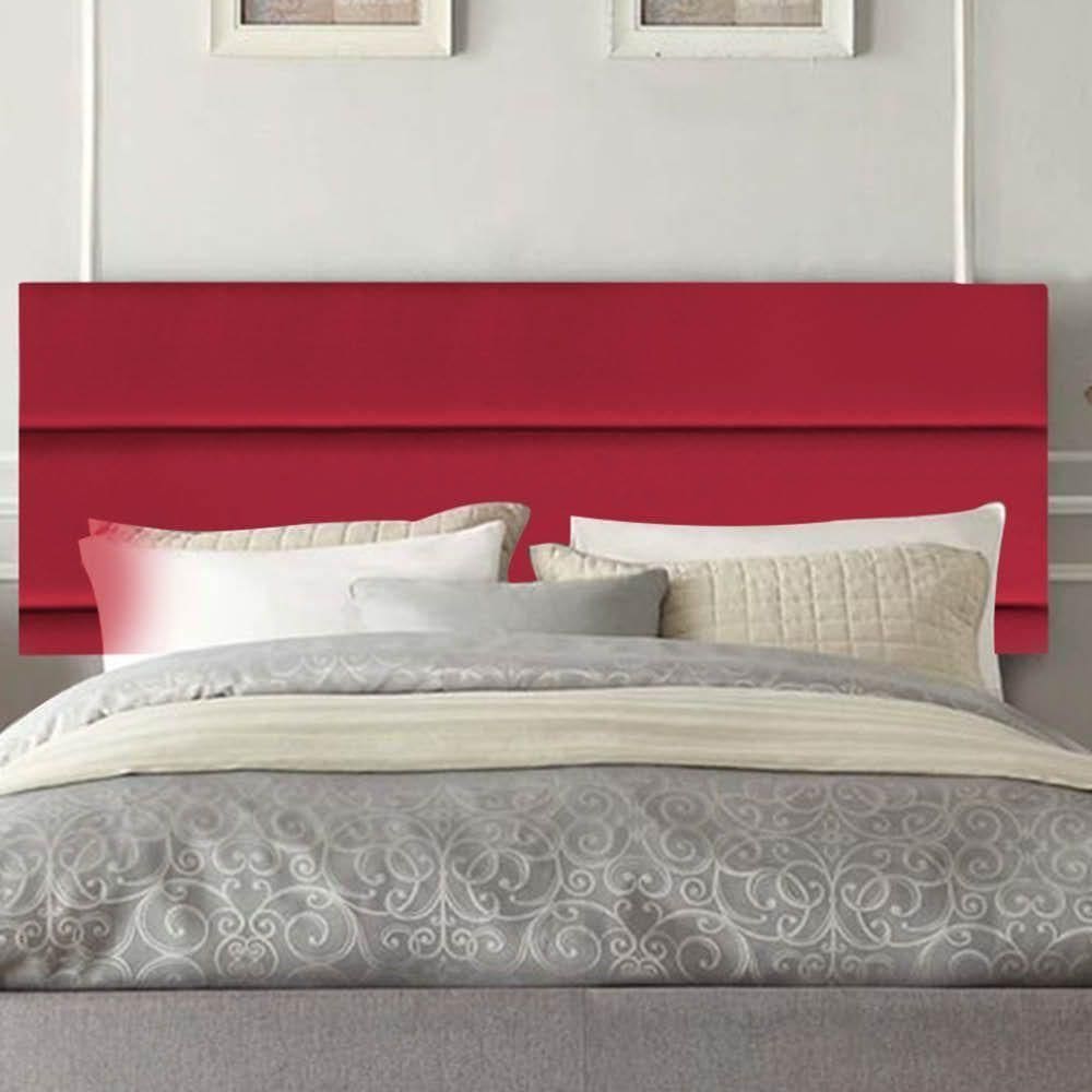 Painel Estofada Argentina 195cm King Size Para Cama Box Quarto Suede Vermelho - Gat Magazine