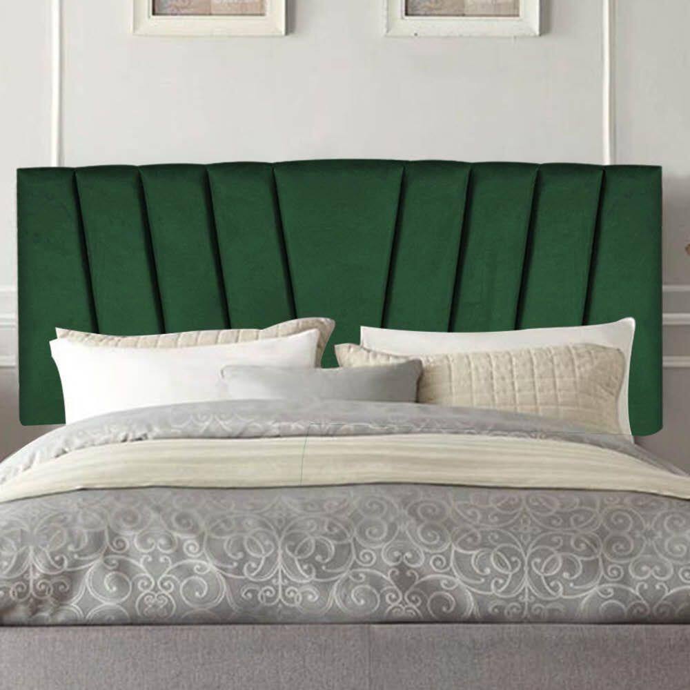 Painel Estofada Bélgica 195cm King Size Para Cama Box Quarto Suede Verde - Gat Magazine
