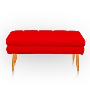 Puff Aparador Estofado Italy Decorativo Veludo Cor Vermelho