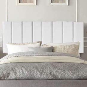 Painel Estofada Carla 140cm Casal Para Cama Box Quarto Corino Branco - Gat Magazine