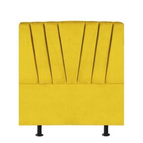 Cabeceira Estofada Bélgica 90cm Solteiro Para Cama Box Quarto Corino Amarelo - Gat Magazine