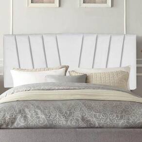 Painel Estofada Bélgica 160cm Queen Size Para Cama Box Quarto Corino Branco - Gat Magazine