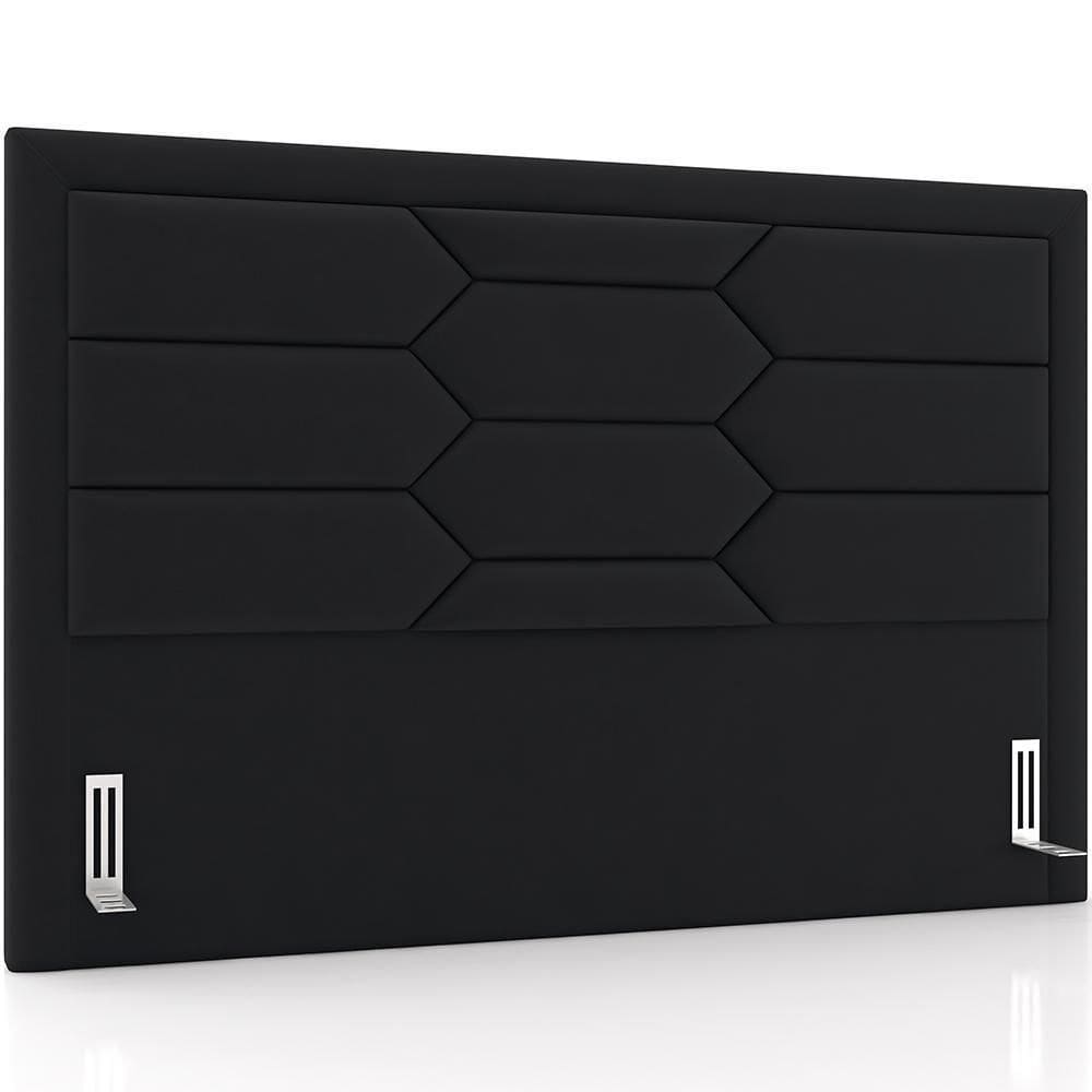 Cabeceira Cama Box Casal 140cm Estofada Nora P05 Veludo Preto - Lyam Decor