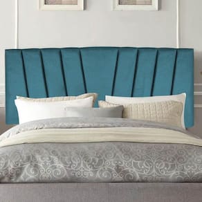 Painel Estofada Bélgica 140cm Casal Para Cama Box Quarto Suede Azul Turquesa - Gat Magazine
